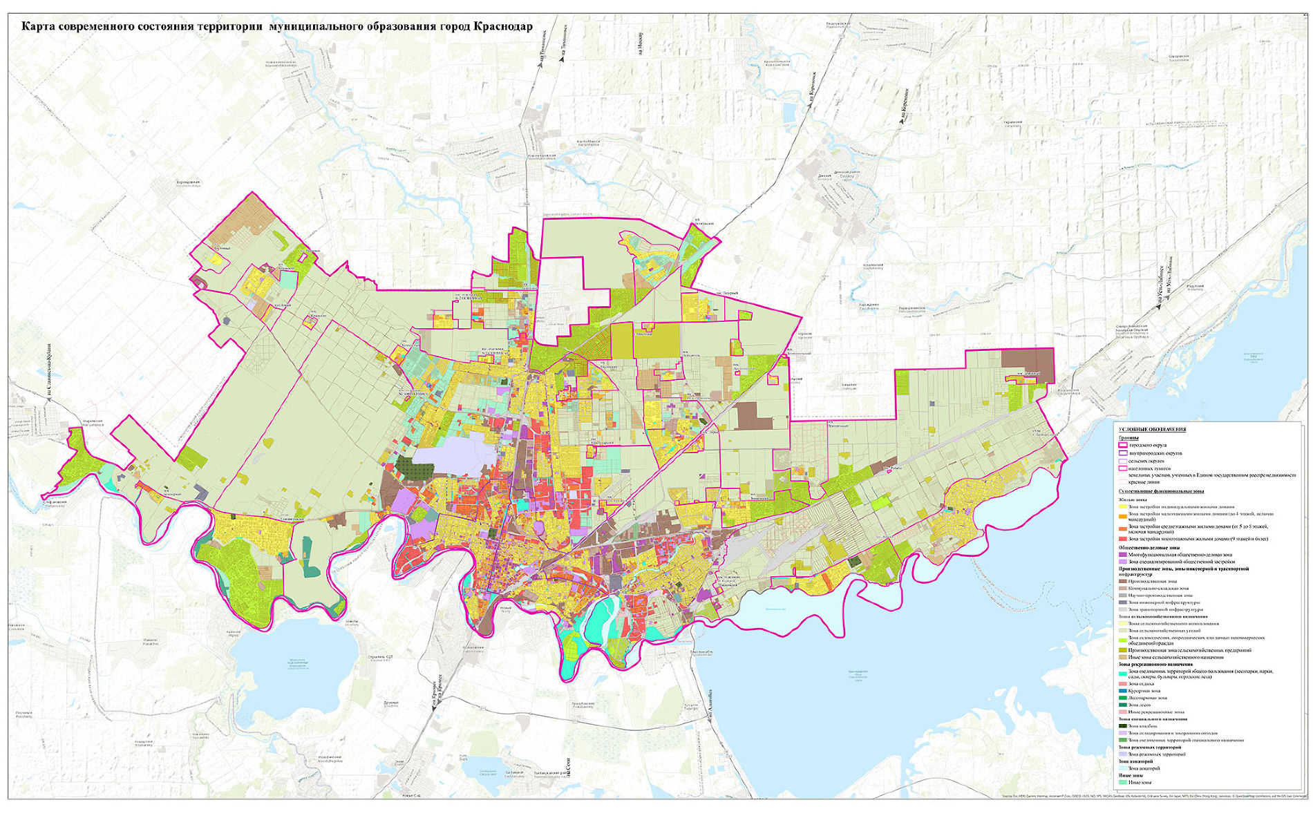 Карта современного состояния территории МО «Город Краснодар», 2019 год © Материал с сайта генплан-краснодар.рф