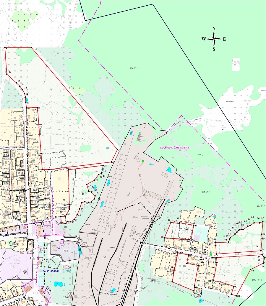 Описание местоположения границ территориальных зон поселка Сосновка городского округа Карпинск Свердловской области